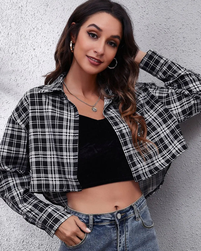 Button Down Printed Cropped Jacket