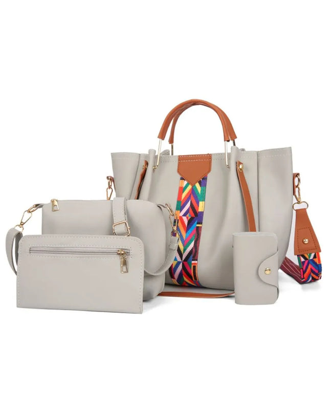4-Piece Geometric Strap Bag Set 