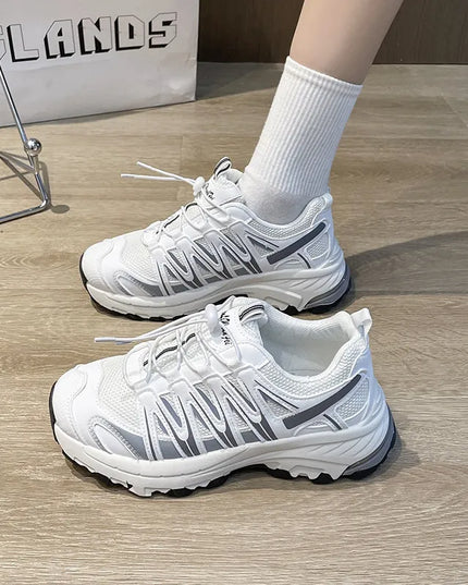 Lace-Up Mesh Platform Athletic Shoes