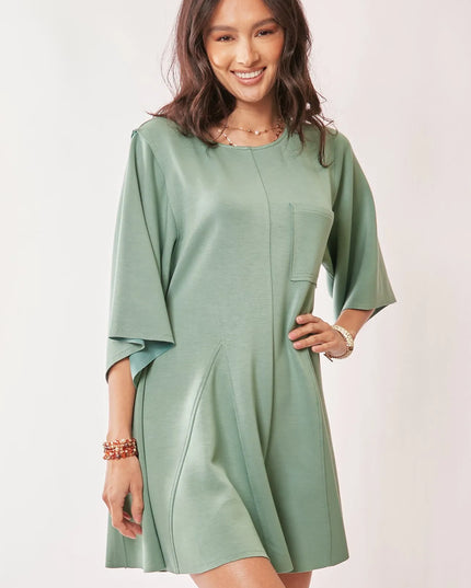 Davi & Dani Solid Draped Sleeve Ties Back Skort Romper SEAFOAM GREEN