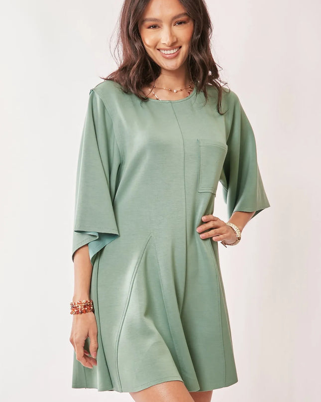Davi & Dani Solid Draped Sleeve Ties Back Skort Romper SEAFOAM GREEN