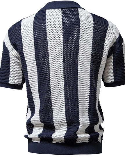 Men's Striped Short Sleeve Knit Polo
