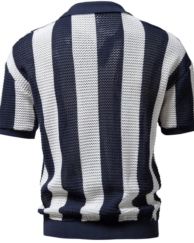Men's Striped Short Sleeve Knit Polo