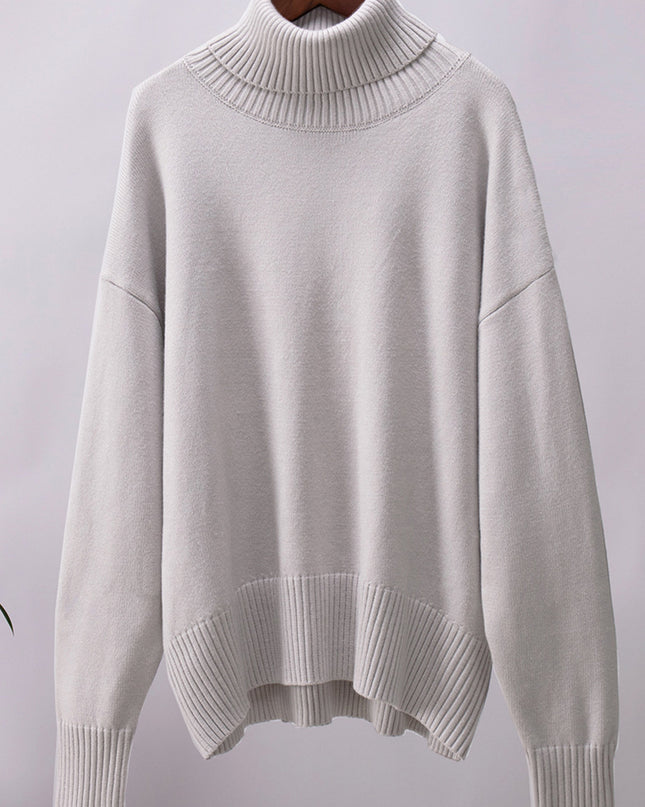 Turtle Neck Dropped Shoulder Sweater