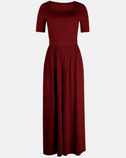 Scoop Neck Short Sleeve Jumpsuit