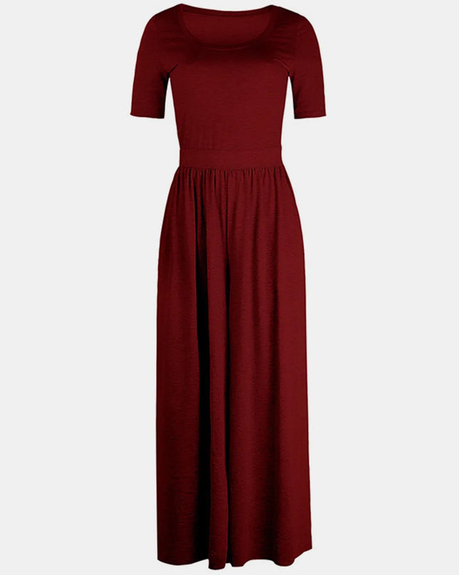 Scoop Neck Short Sleeve Jumpsuit