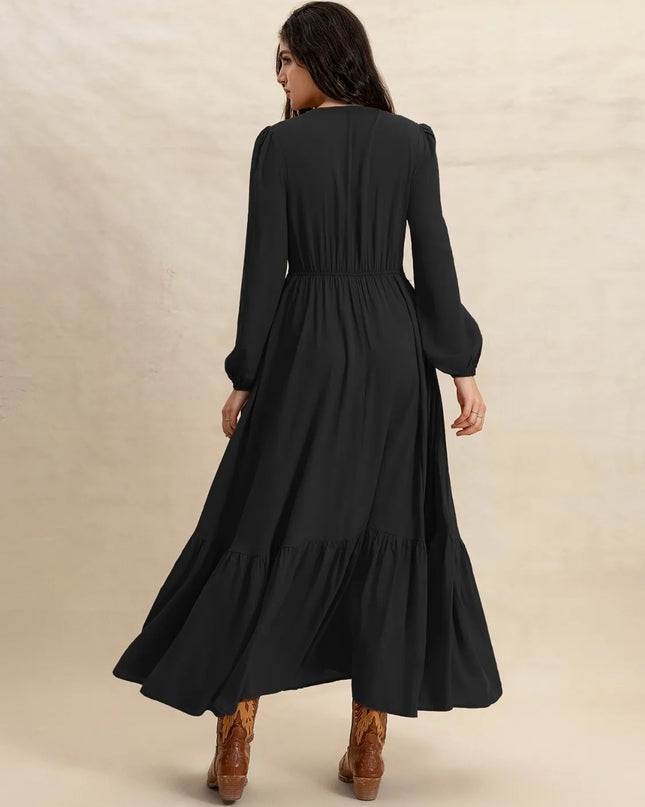 V-Neck Long Sleeve Dress 