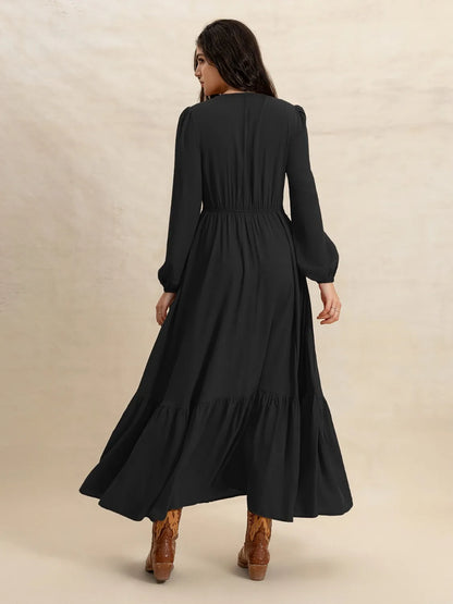 V-Neck Long Sleeve Dress 