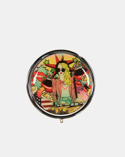 Nicole Lee USA Print Metallic Circular Large Pill Case Pop Girl One Size
