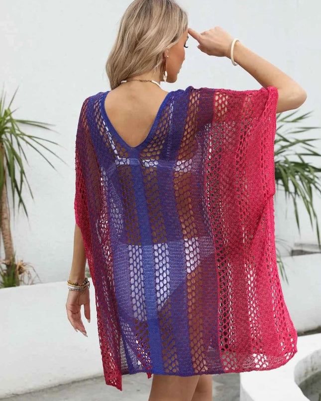 Rainbow Gradient Crochet Beach Cover Up