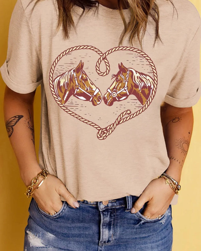 Rodeo Horse Graphic Western Cowgirl T Shirt