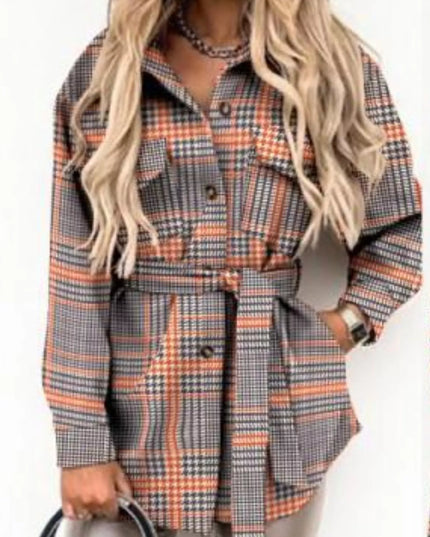 Button Up Long Sleeve Plaid Outerwear