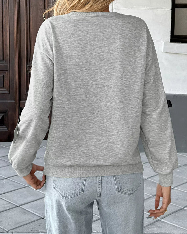 Bow Detail Round Neck Sweatshirt
