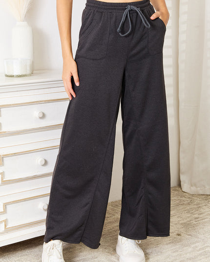 Basic Bae Wide Leg Pocketed Pants Dark Gray