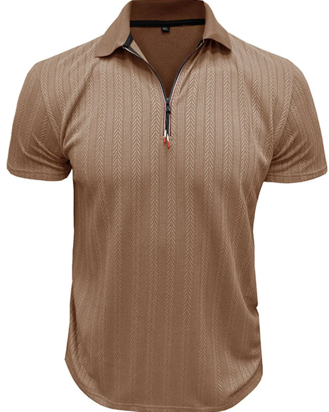 Men's Textured Quarter-Zip Polo Shirt