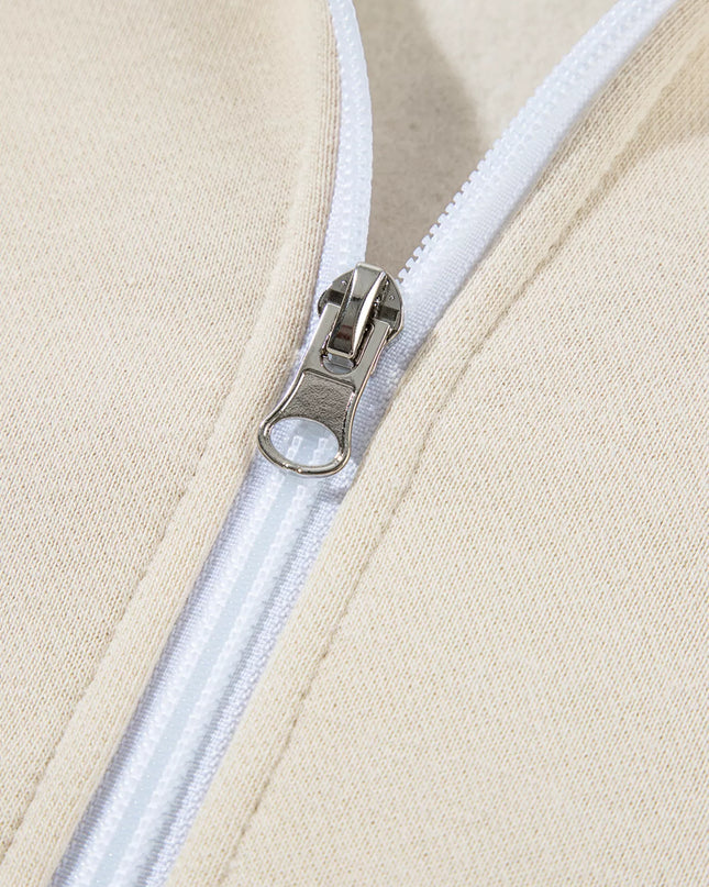 Drop Shoulder Zip Up Jacket and Drawstring Pants Active 2pcs Set