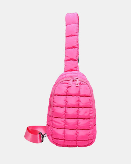 Quilted Nylon Crossbody Bag Hot Pink One Size