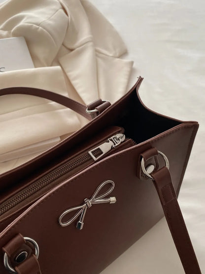 Bow PU Leather Shoulder Bag 