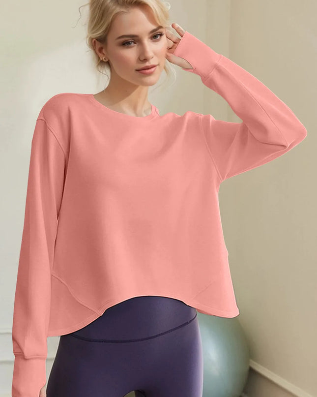 Basic Bae Air Scuba Round Neck Long Sleeve Sweatshirt Sherbet