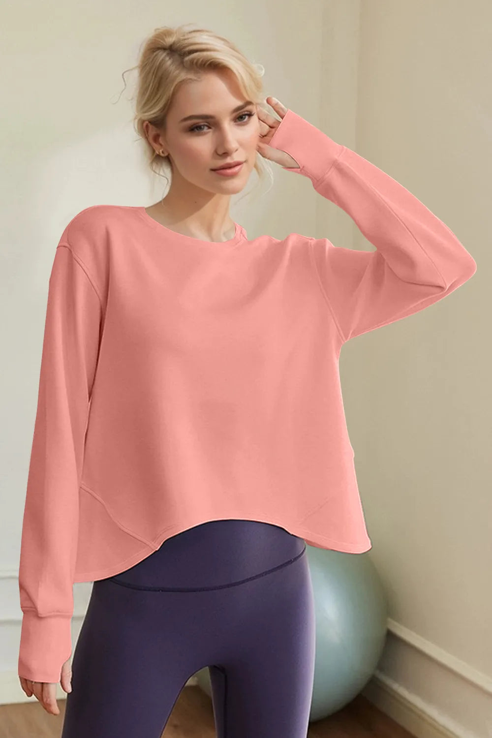 Basic Bae Air Scuba Round Neck Long Sleeve Sweatshirt Sherbet