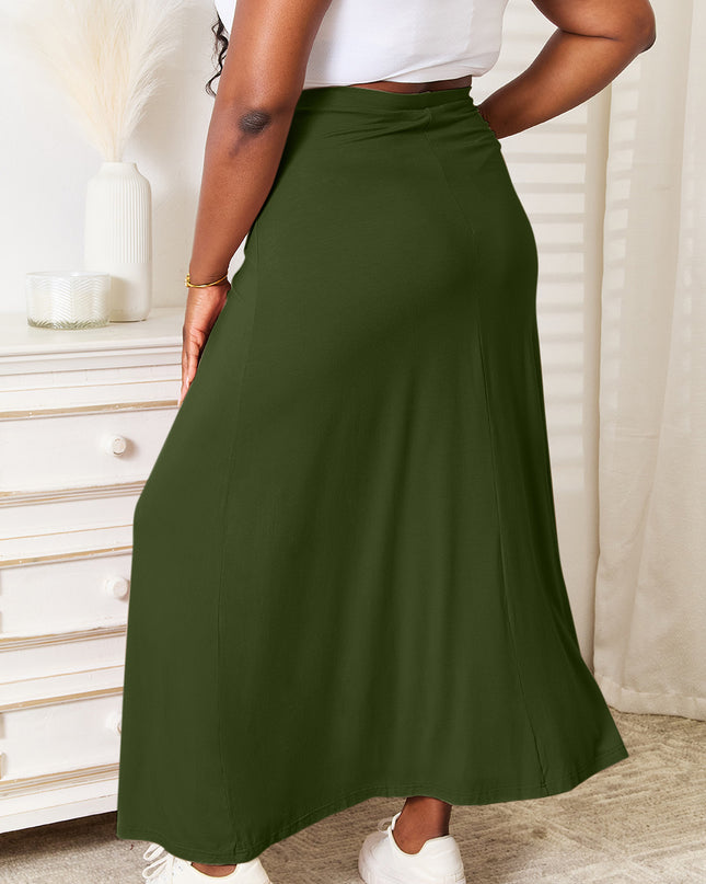 Double Take Full Size Soft Rayon Drawstring Waist Maxi Skirt