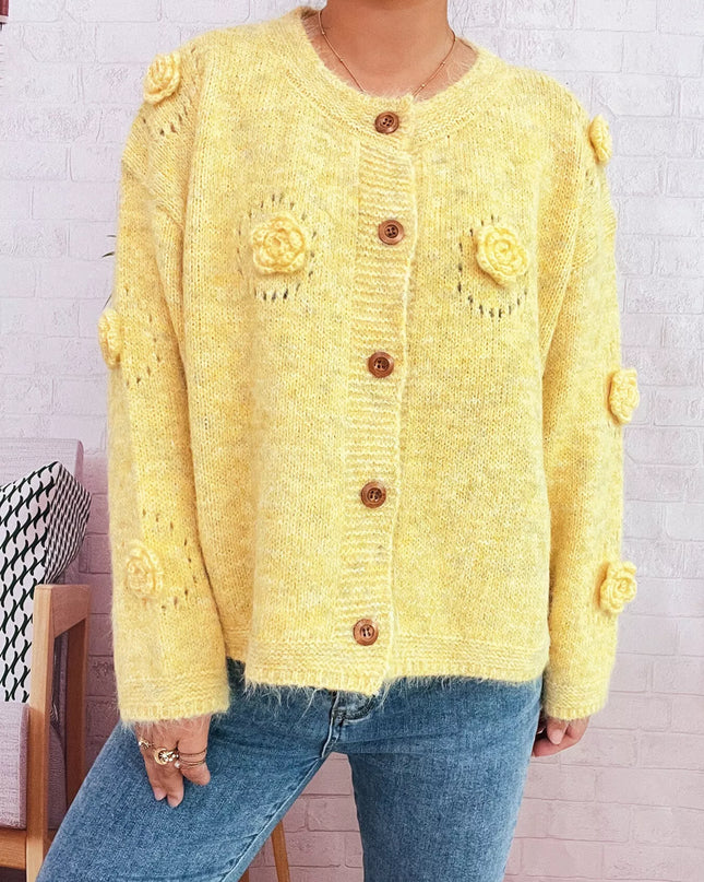Flower Button-Up Cardigan
