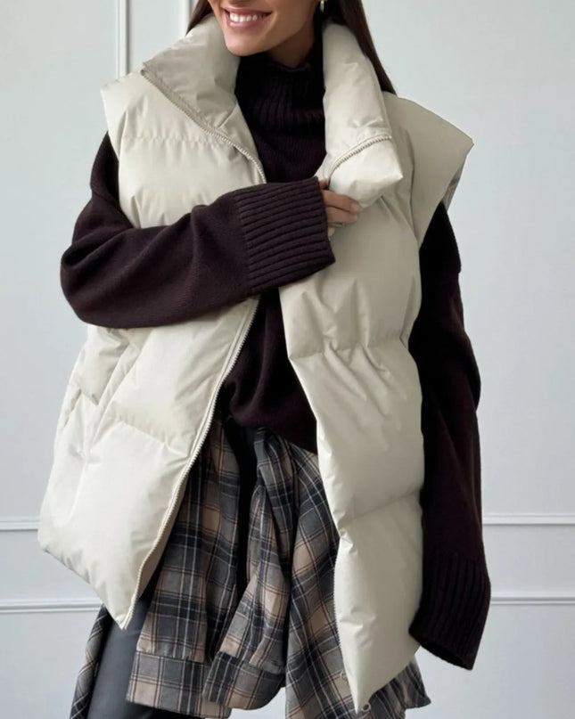 Zip Up Turtleneck Vest Coat Dust Storm