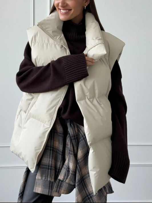 Zip Up Turtleneck Vest Coat Dust Storm