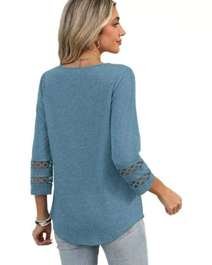 Full Size V-Neck 3/4 Sleeve T-Shirt Plus Size