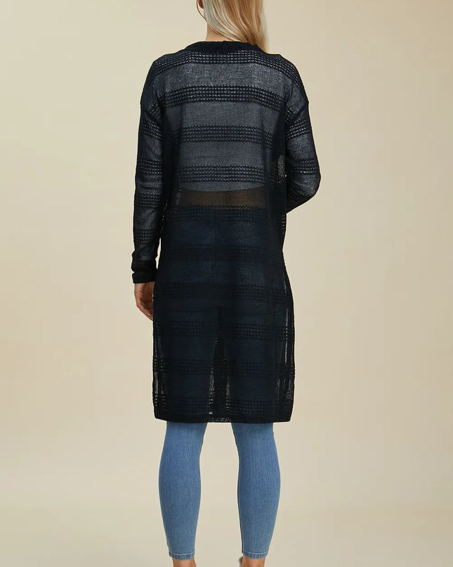 Double Take Full Size Open Front Longline Cardigan 