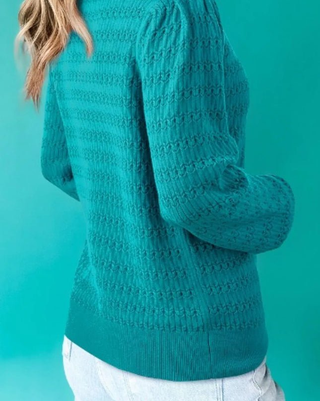 Texture Round Neck Long Sleeve Sweater