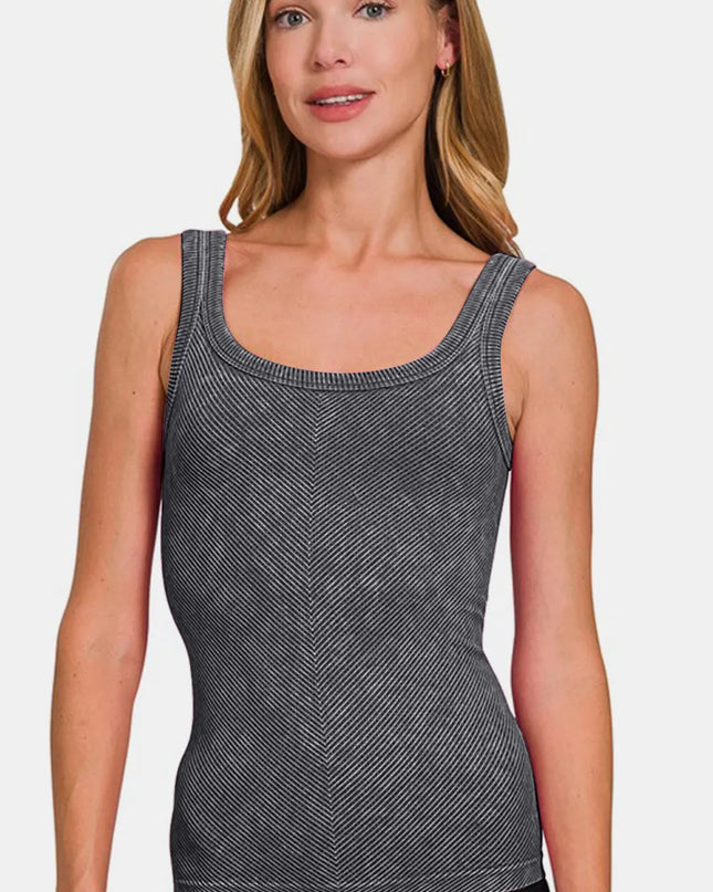 Zenana Ribbed Scoop Neck Tank
