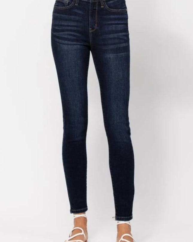 Judy Blue Full Size High Waist Handsand Skinny Jeans Dark