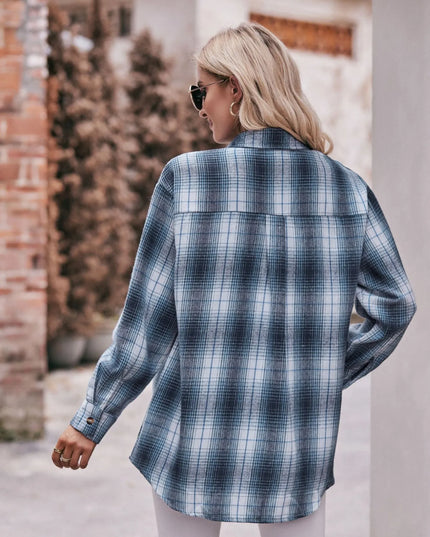 Plaid Button-Down Long Sleeve Shirt