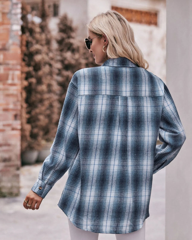 Plaid Button-Down Long Sleeve Shirt