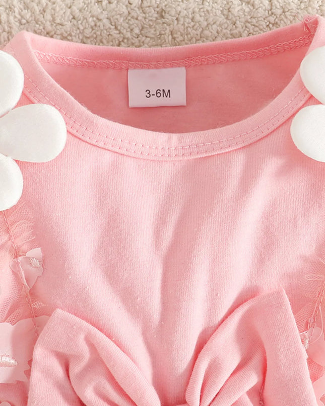 Children's Butterfly Decor Flower Applique Dress with Headband