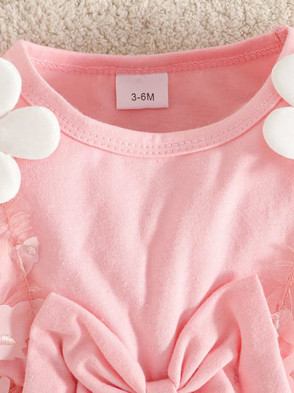 Children's Butterfly Decor Flower Applique Dress with Headband