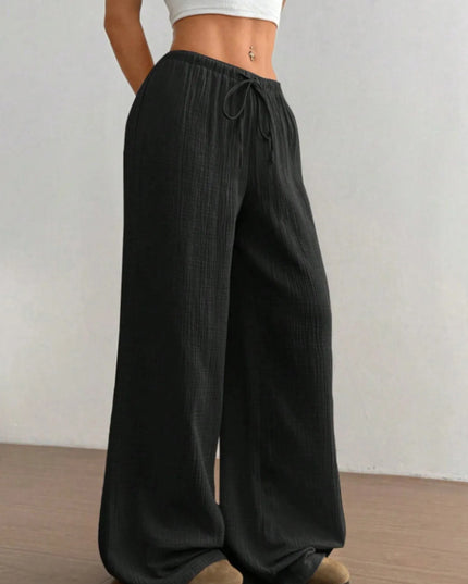 Wide Leg Drawstring Casual Pants