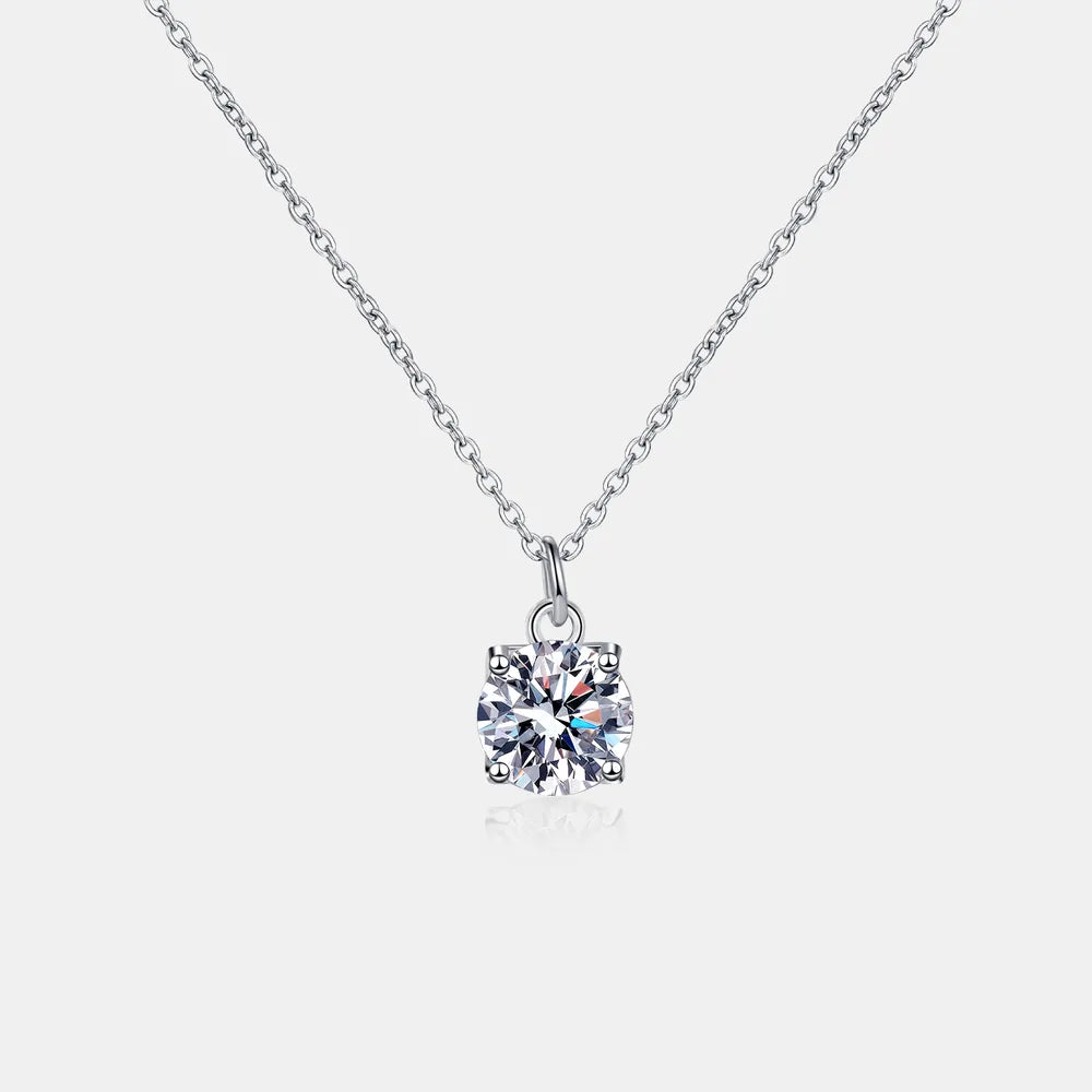 1 Carat Moissanite 925 Sterling Silver Necklace Silver One Size
