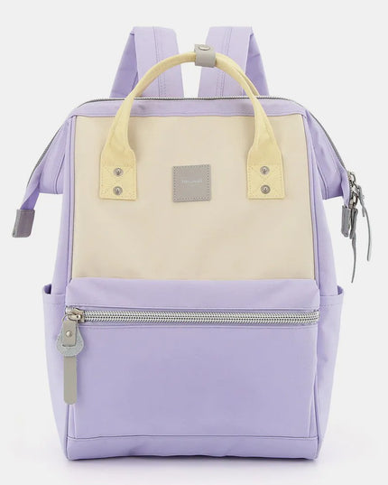 Himawari Water Resistant Canvas Backpack Bag with Side Pockets Purple Cream One Size