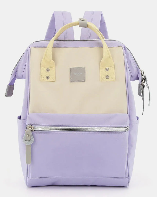 Himawari Water Resistant Canvas Backpack Bag with Side Pockets Purple Cream One Size