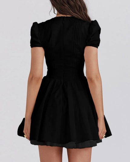 V-Neck Short Sleeve Mini Dress