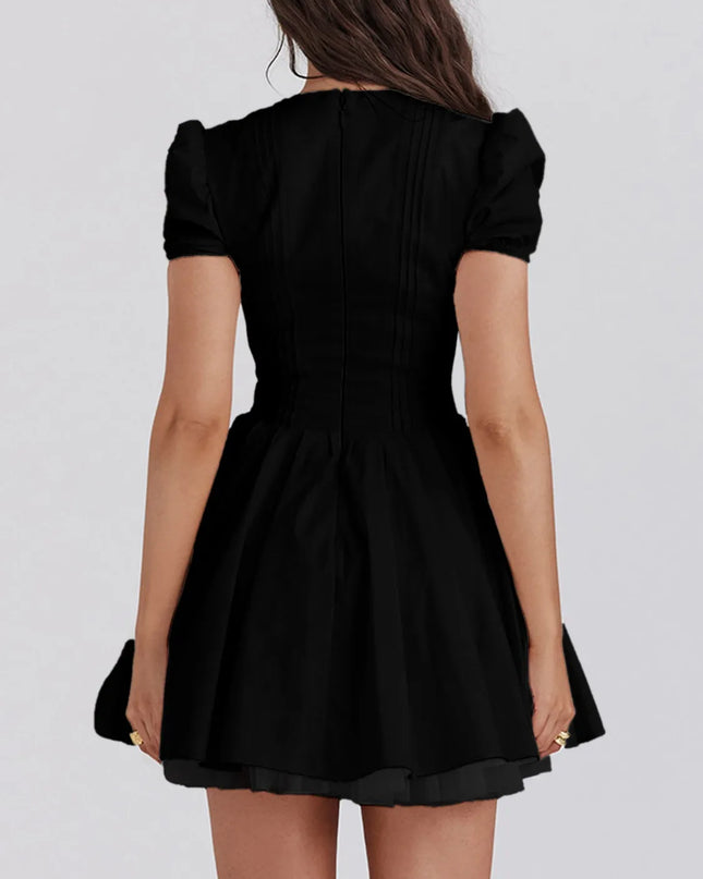 V-Neck Short Sleeve Mini Dress