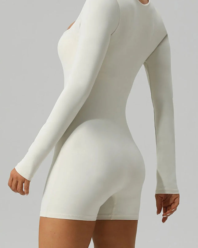 Square Neck Long Sleeve Active Romper 