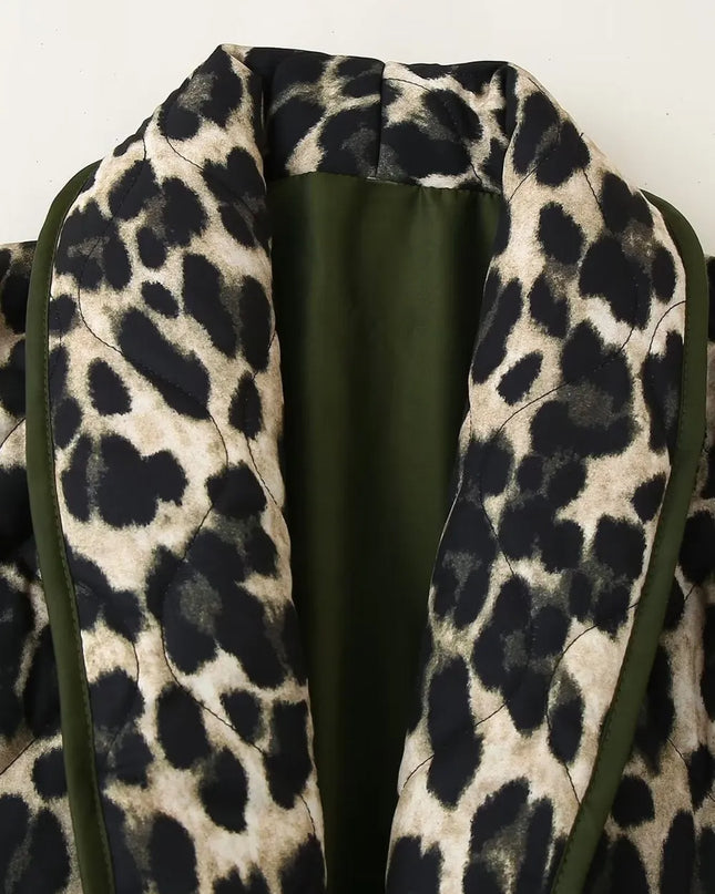 Leopard Open Front Long Sleeve Outerwear