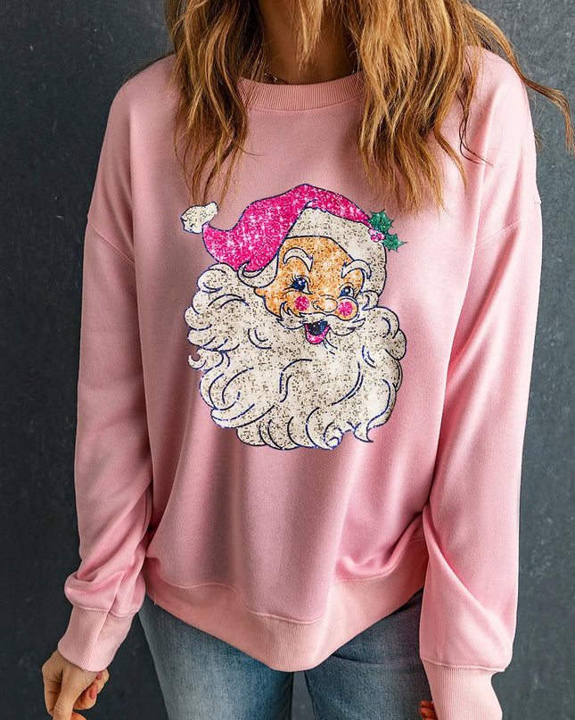 Santa Round Neck Long Sleeve Sweatshirt