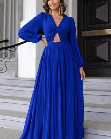 Twist Front Cutout Long Sleeve Dress 