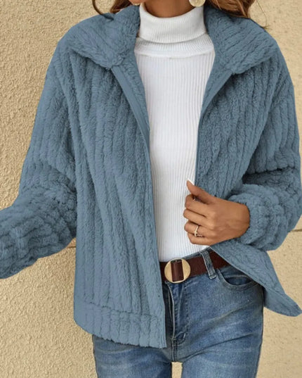 Plush Zip Up Long Sleeve Jacket