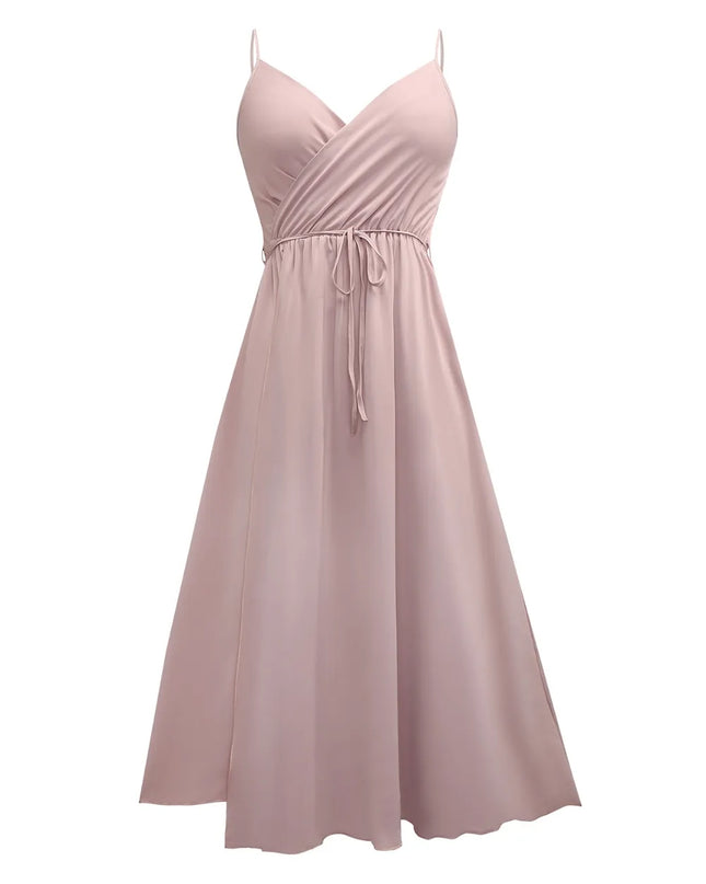 Honey Tied Surplice Sleeveless Midi Cami Dress