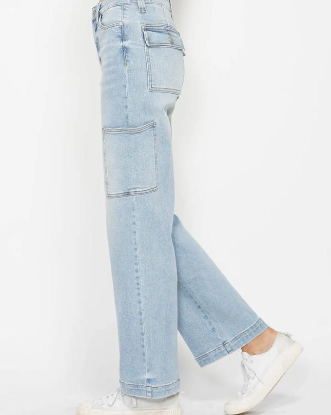 Judy Blue Full Size High Waist Straight Cargo Jeans